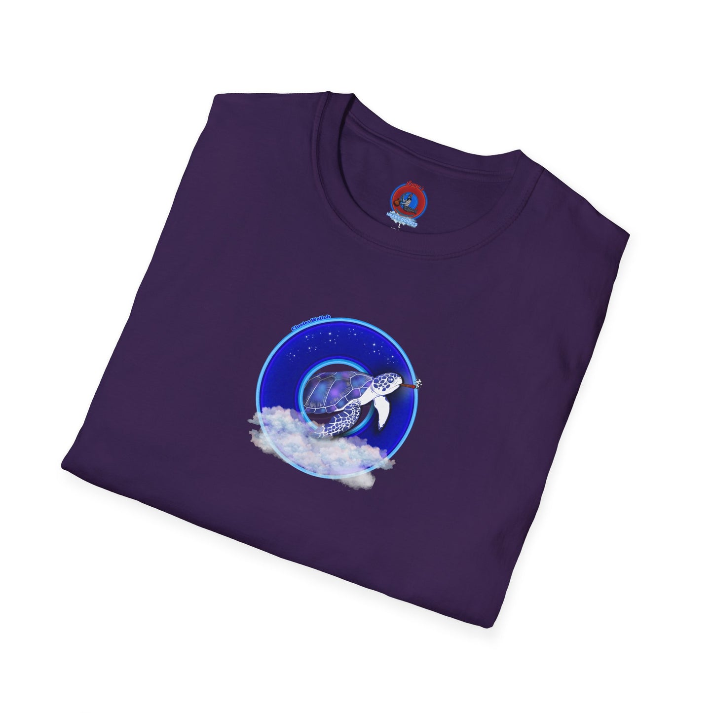 Classic Donut Tee - Unisex Soft-Style - "Clueless Wallob's Donuts" - vivid blue sky donut
