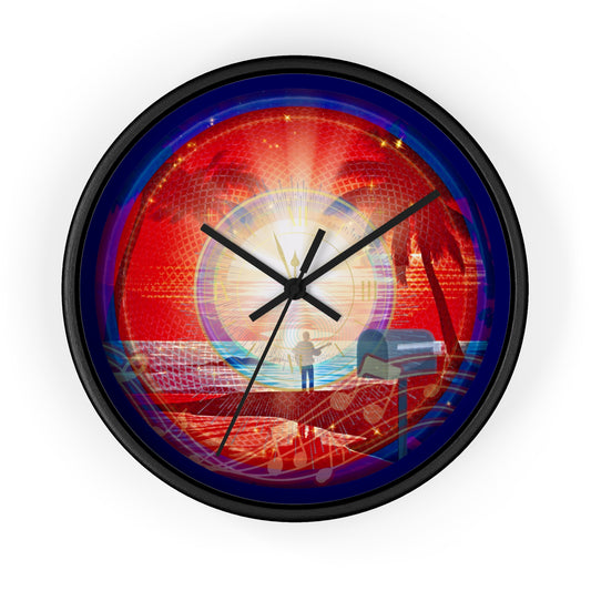 Lumpy Wall Clock - "The Velvet Cake Donut" - vivid red pic donut w/navy background