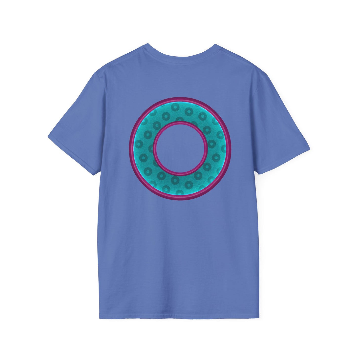 Plain Donuts/Unisex Soft-Style - "Plain Wide Mouthed Paradoxical Donuts" - teal/purple donuts