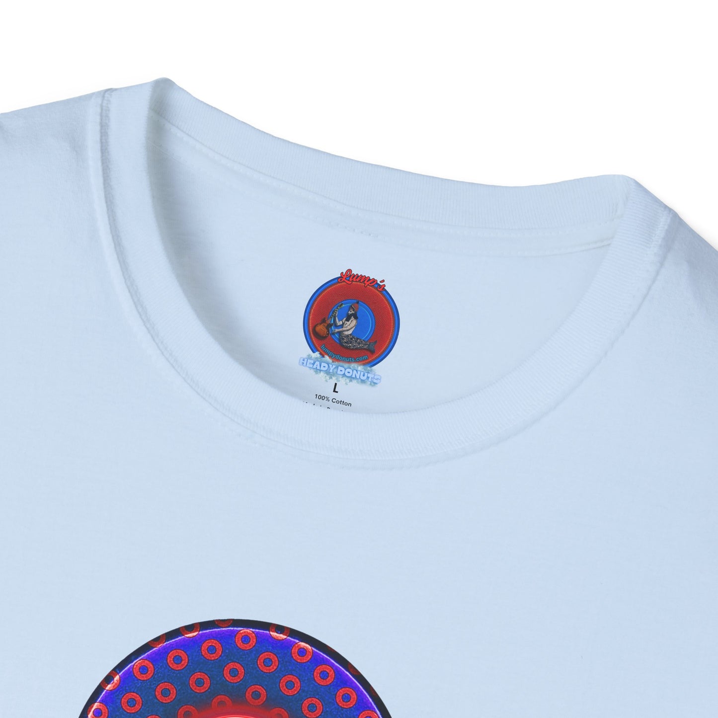 Classic Donut Tee - Unisex Soft-Style - "Vivid Donut inside a Paradox Donut" - blue/red electric paradox donut - variant 1