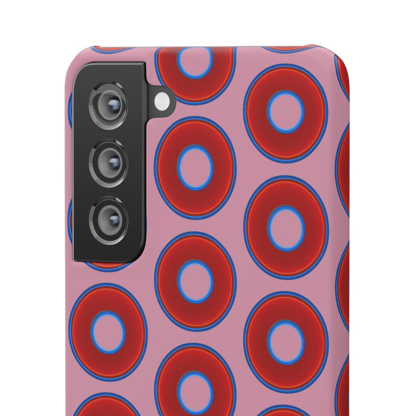 Lumpy Donut Snap Case - red vivid donut print w/pale magenta background