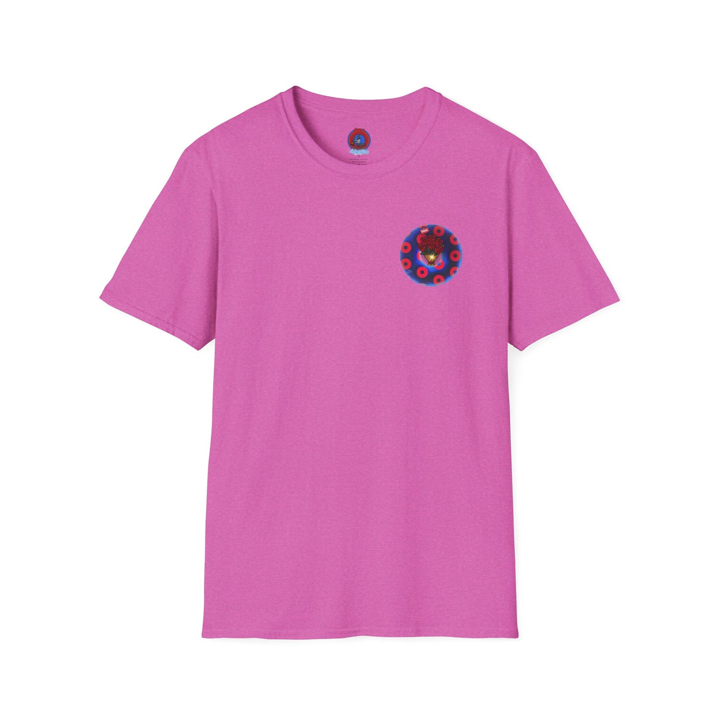 Classic Donut Tee - Unisex Soft-Style - "Donuts of Phreedom" - red/blue paradoxical blimpy donut