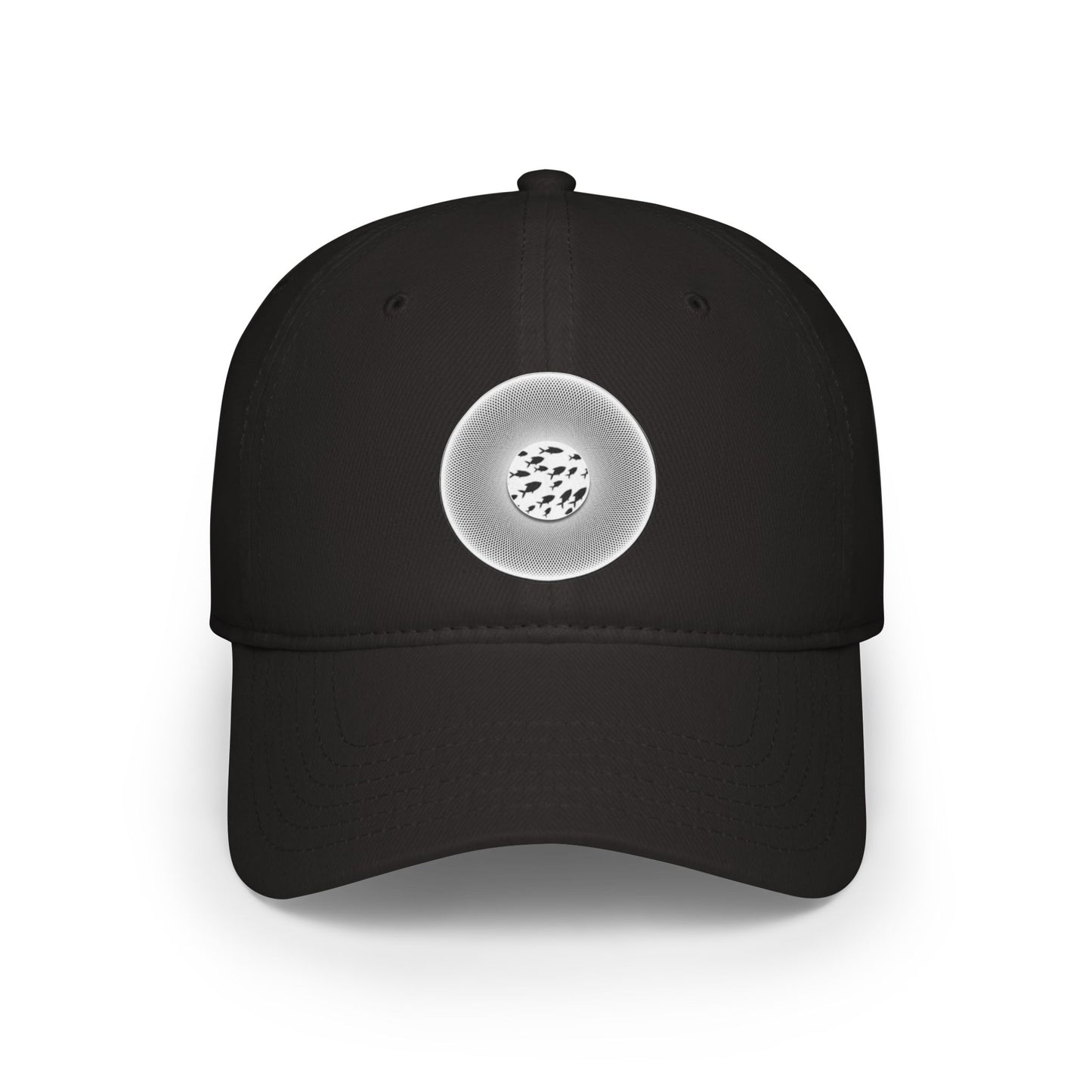 Lumpy Donut Baseball Cap - "Swimming by this Donut Cap" - variant 1 - black/white phatty donut w/