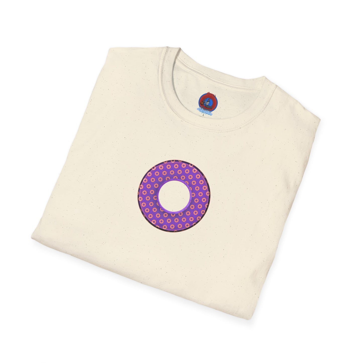 Plain Donuts/Unisex Soft-Style - "Plain Electric Paradoxical Donuts" - light purple/coral donuts