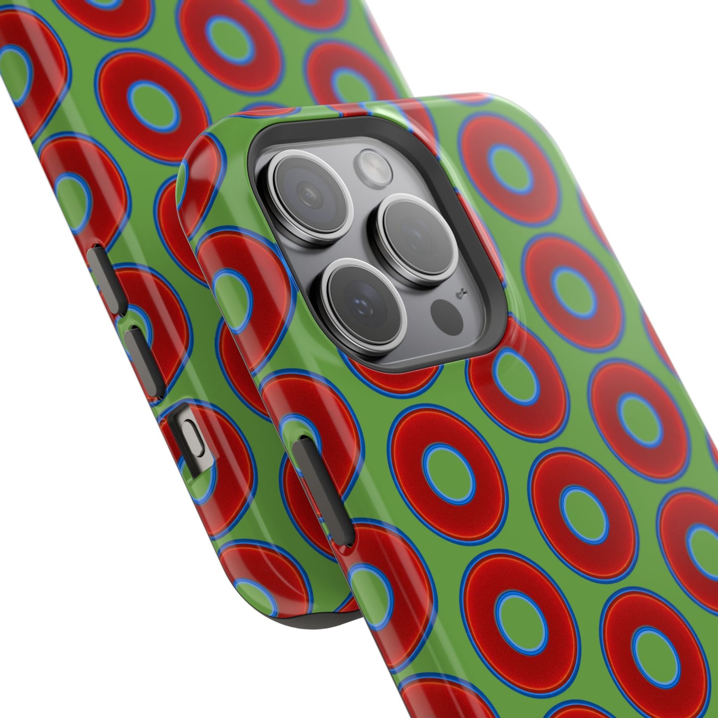 Magnetic Tough Donut Case - red vivid donut print w/light green background