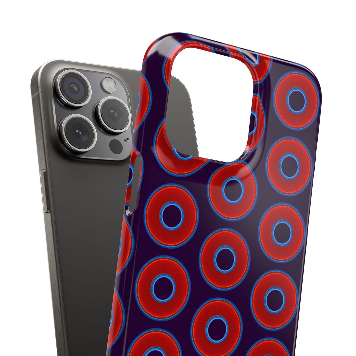 Lumpy Donut Snap Case - red vivid donut print w/midnight purple background