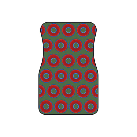Contacted Car Mats - Set of 2/Front - vivid donut print w/dark green background