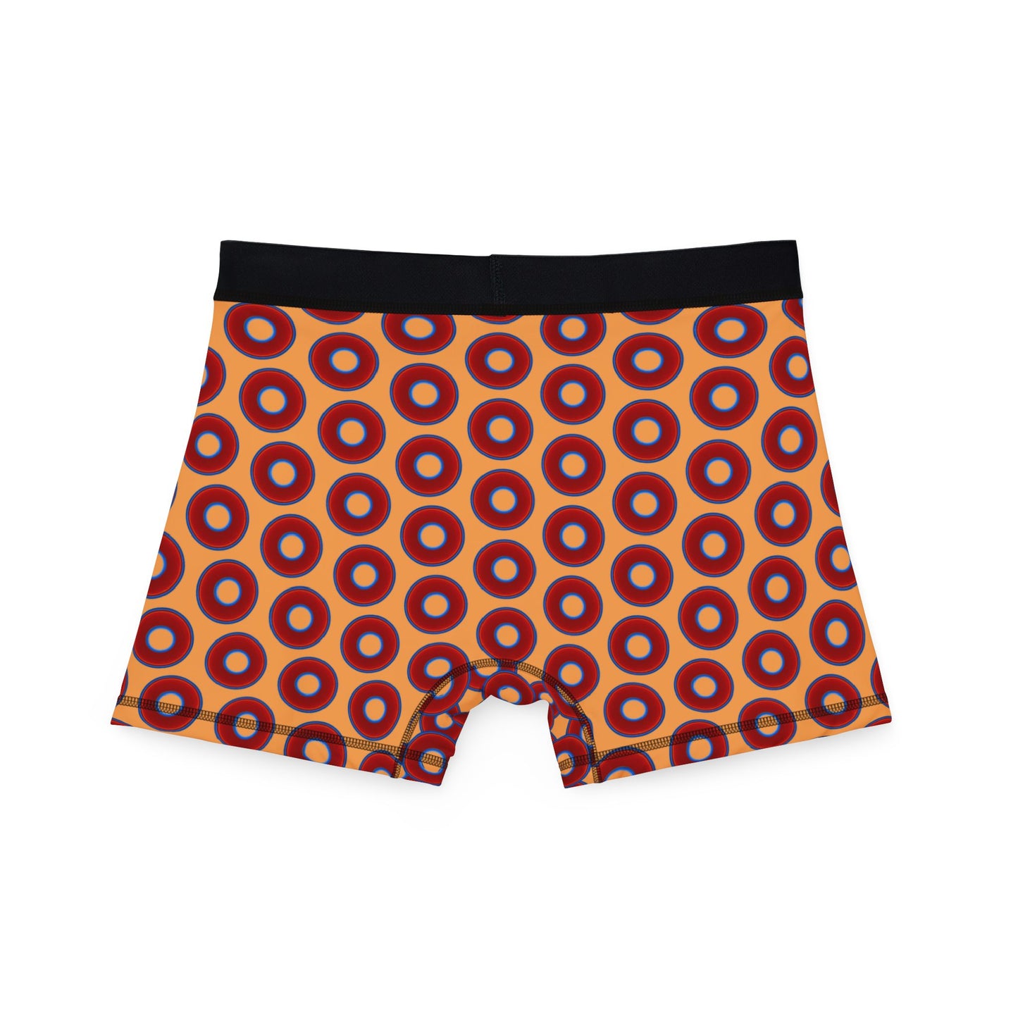 Men's Donut Boxers - red vivid donuts w/creamsicle orange background