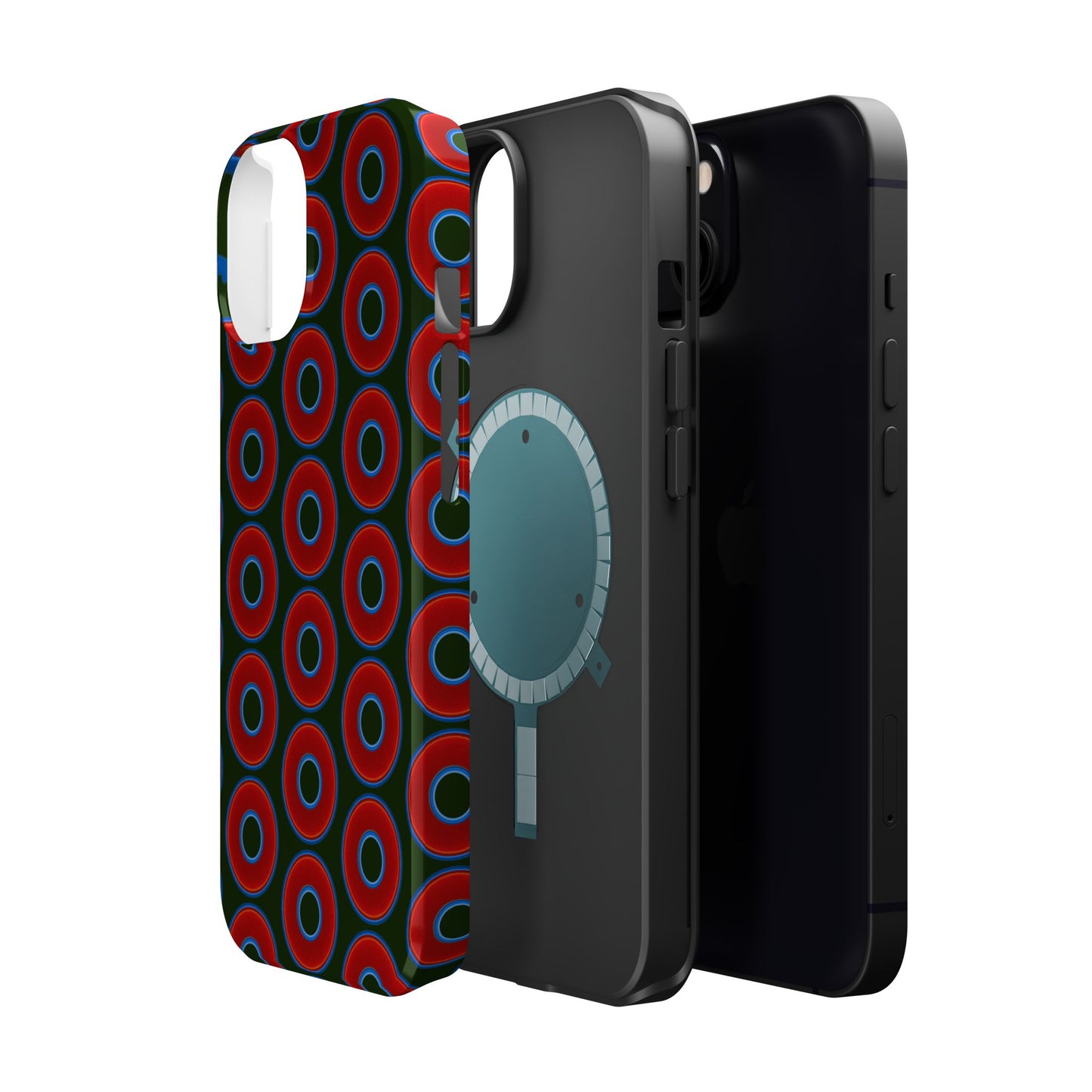 Magnetic Tough Donut Case - red vivid donut print w/deep forest green background
