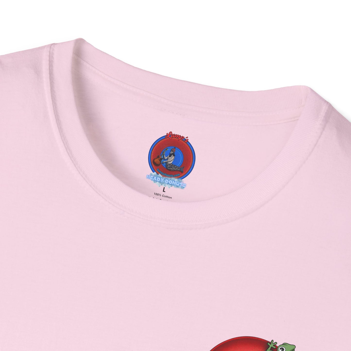 Classic Donut Tee - Unisex Soft-Style - "Practically Extinct Tee Shirt" - plump vivid red donut - variant 1