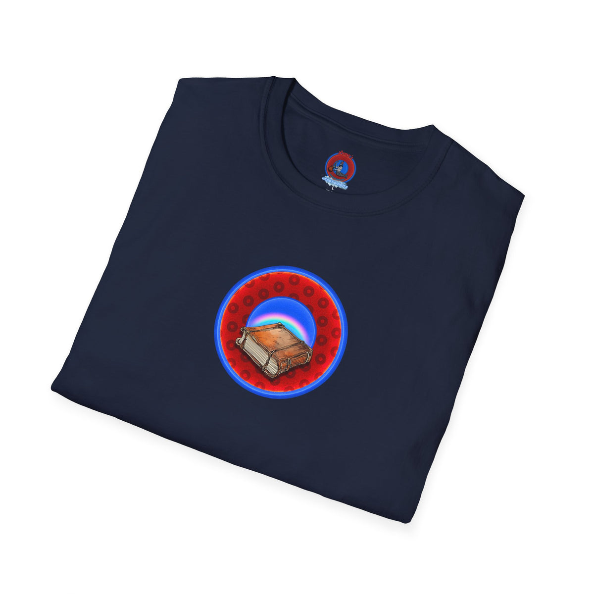 Classic Donut Tee - Unisex Soft-Style - "Read the F'ing Donut Book" - paradoxical widemouthed red/blue donut - variant 2