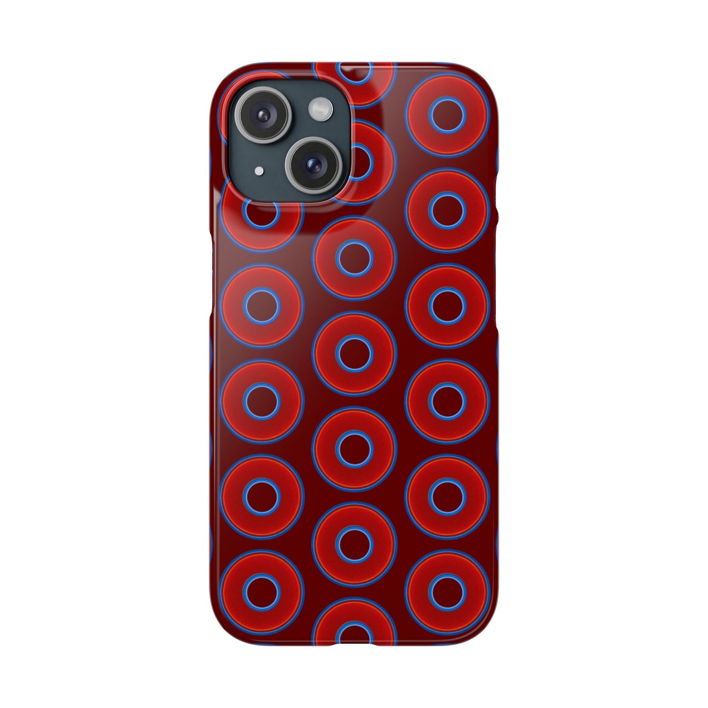 Lumpy Donut Snap Case - red vivid donut print w/dark red background