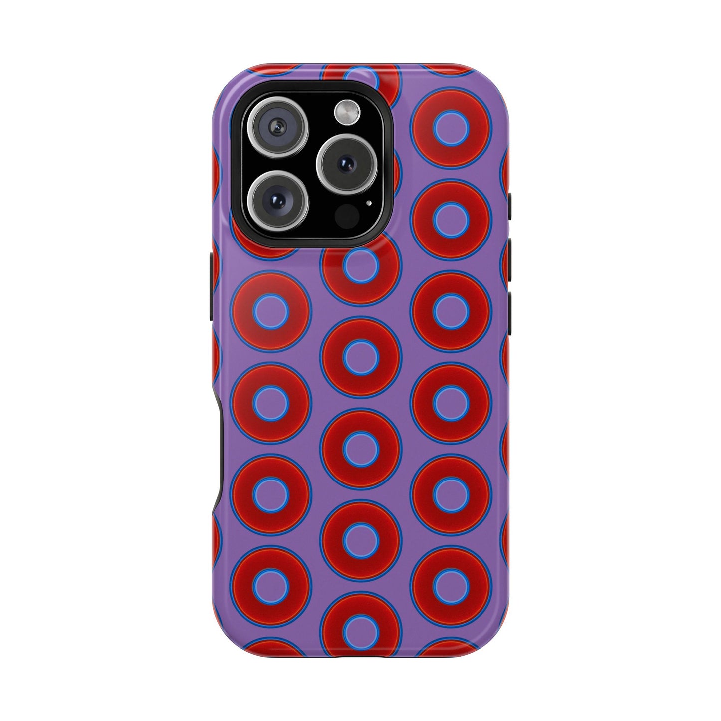 Impact-Resistant Lumpy Donut Case - red vivid donut print w/light purple background