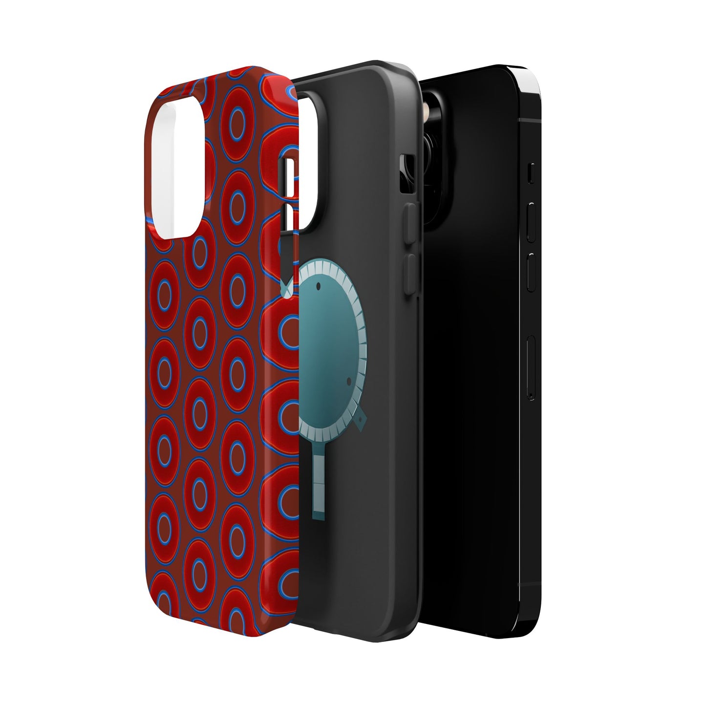 Magnetic Tough Donut Case - red vivid donut print w/burnt umber background