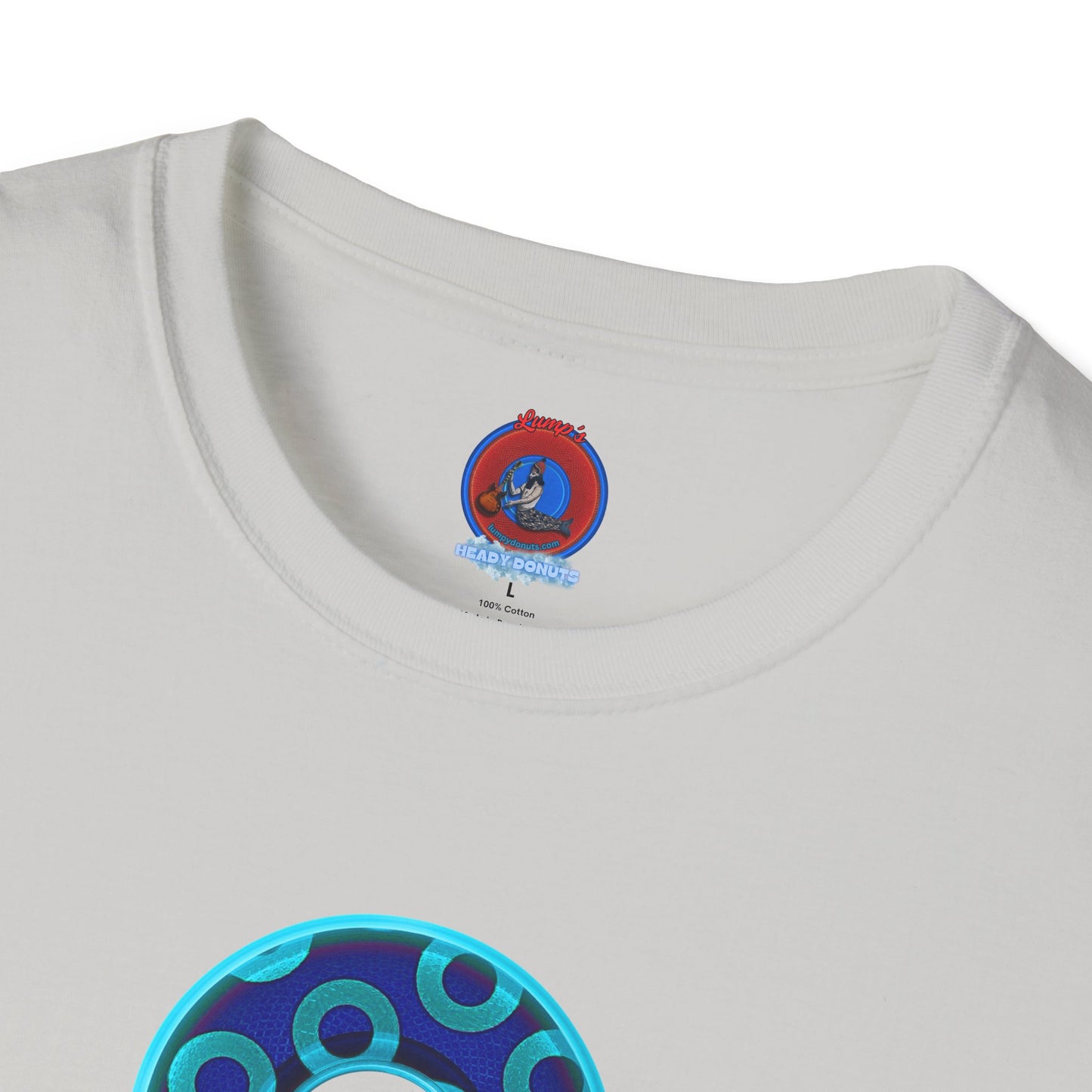 Plain Donuts/Unisex Soft-Style - "Plain Rustic Paradoxical Donuts" - aquamarine/dark blue donuts