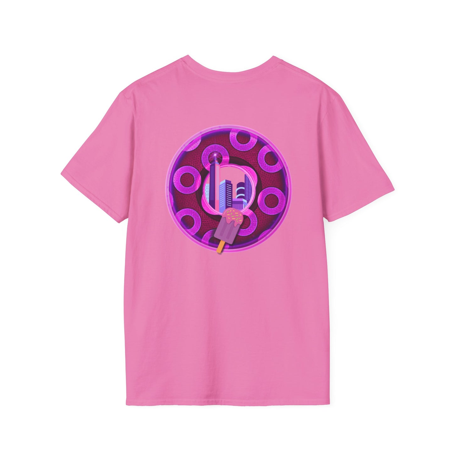 Classic Donut Tee - Unisex Soft-Style - "It's Ice Cream Popsicles - YEMSG Donut" - purple/magenta paradox donut - variant 2