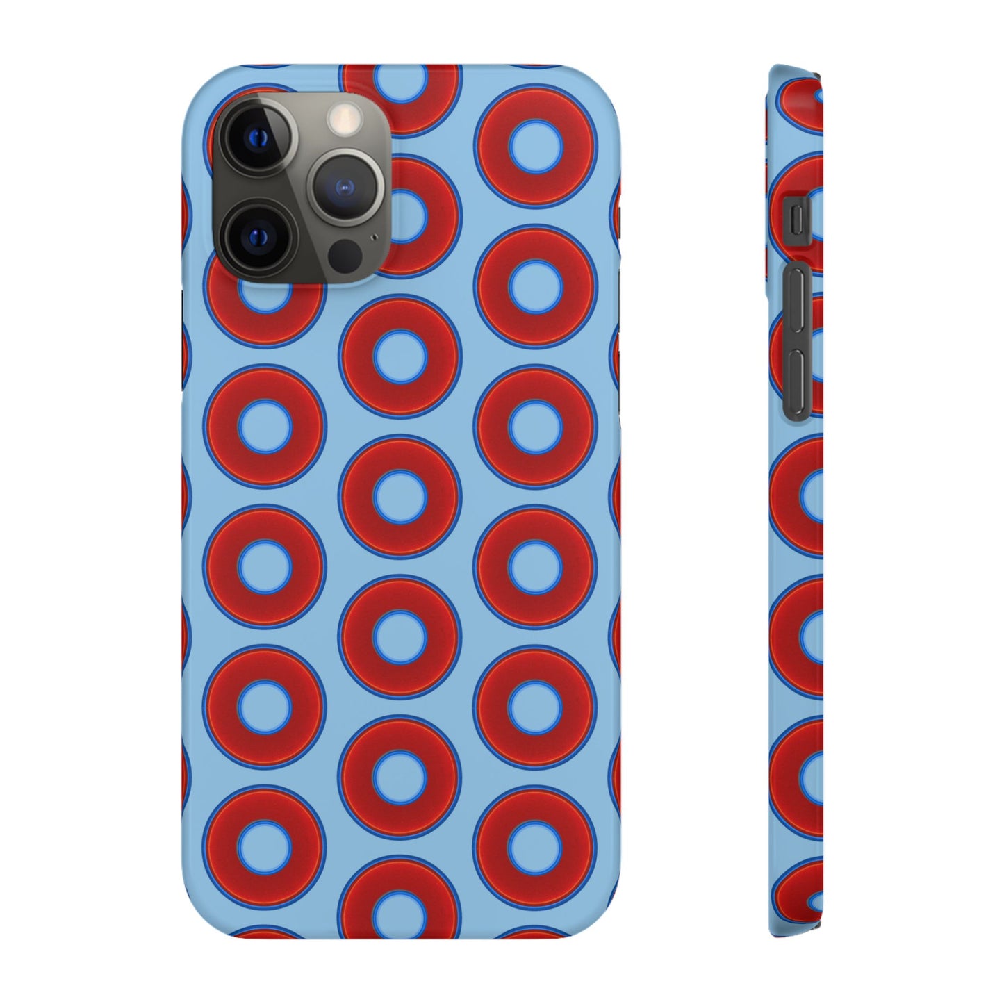 Lumpy Donut Snap Case - red vivid donut print w/sky blue background