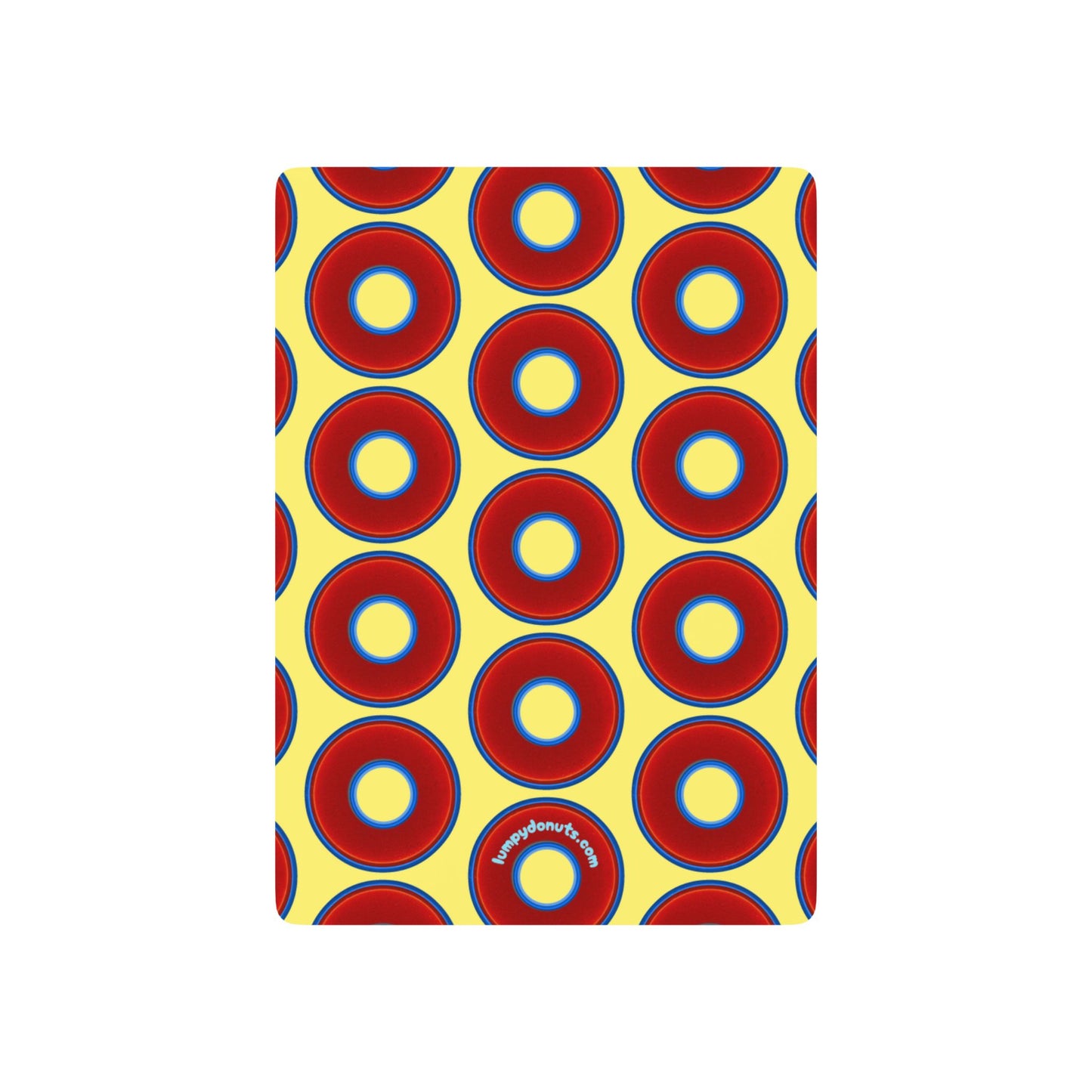 Lumpy Donut Playing Decks - 52-cards - red vivid donuts w/yellow background