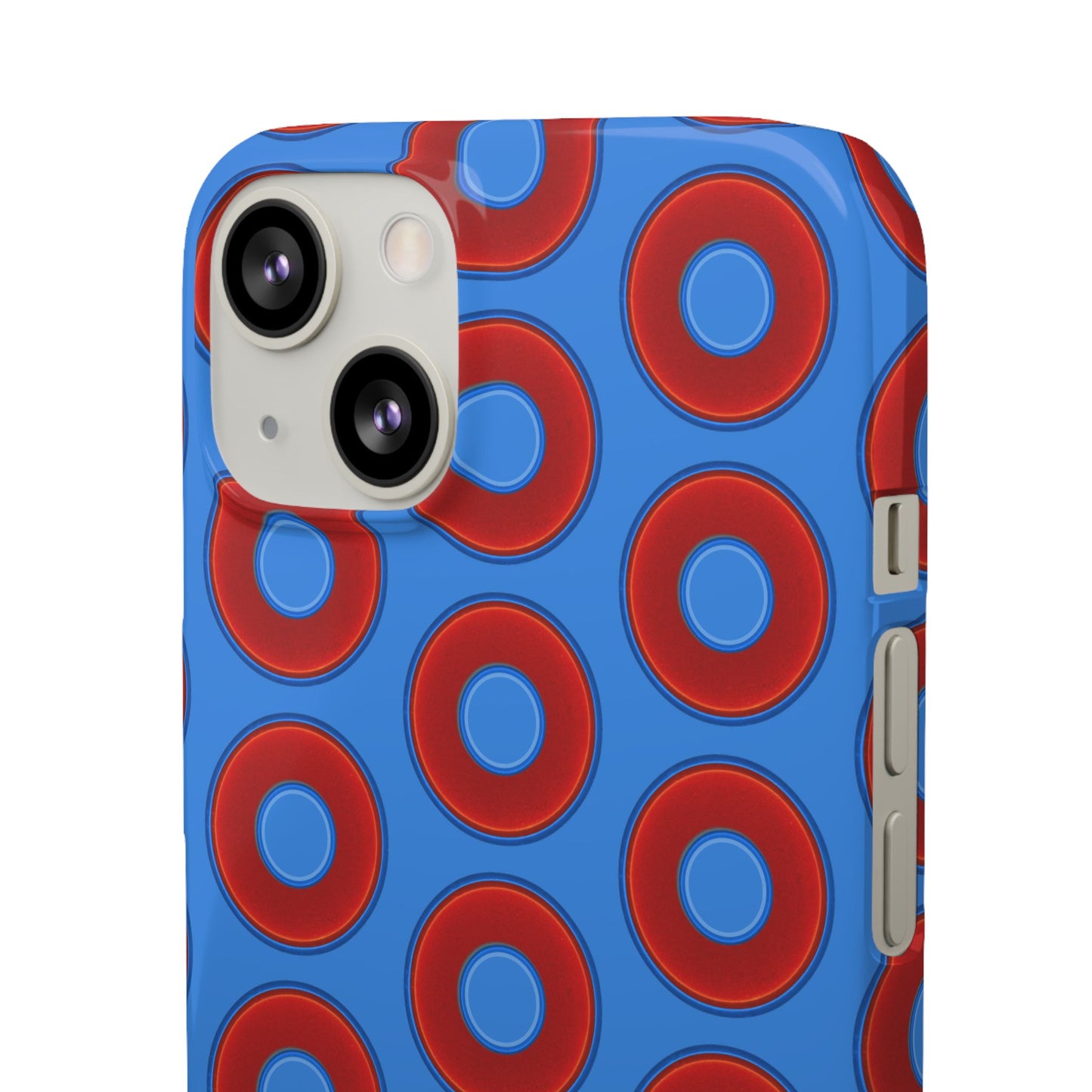 Lumpy Donut Snap Case - red vivid donut print w/light royal blue background