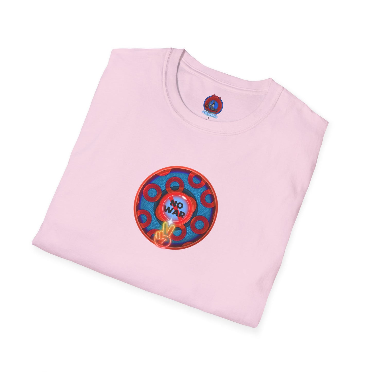 Classic Donut Tee - Unisex Soft-Style - "Peace of My Donut?" - blue/red rustic paradox donut