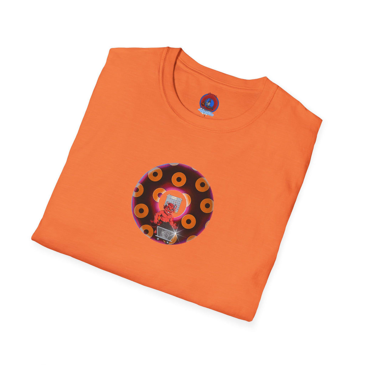 Classic Donut Tee - Unisex Soft-Style - "Every 46th Day Tee Shirt" - paradoxical dark magenta/orange donut