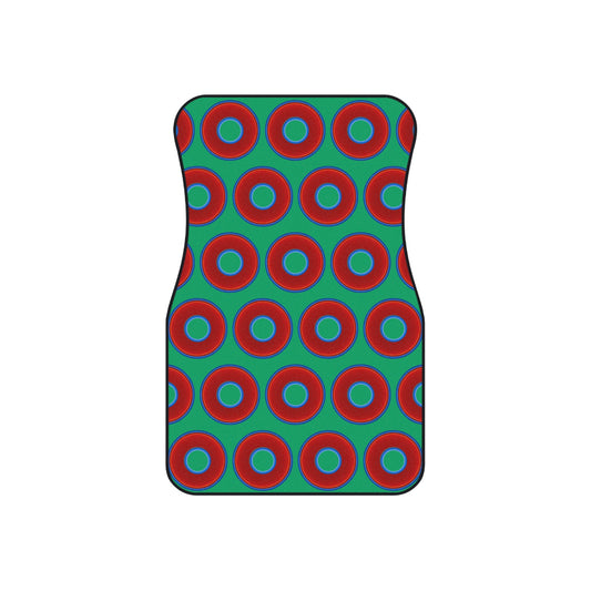 Contacted Car Mats - vivid donut print w/jade green background