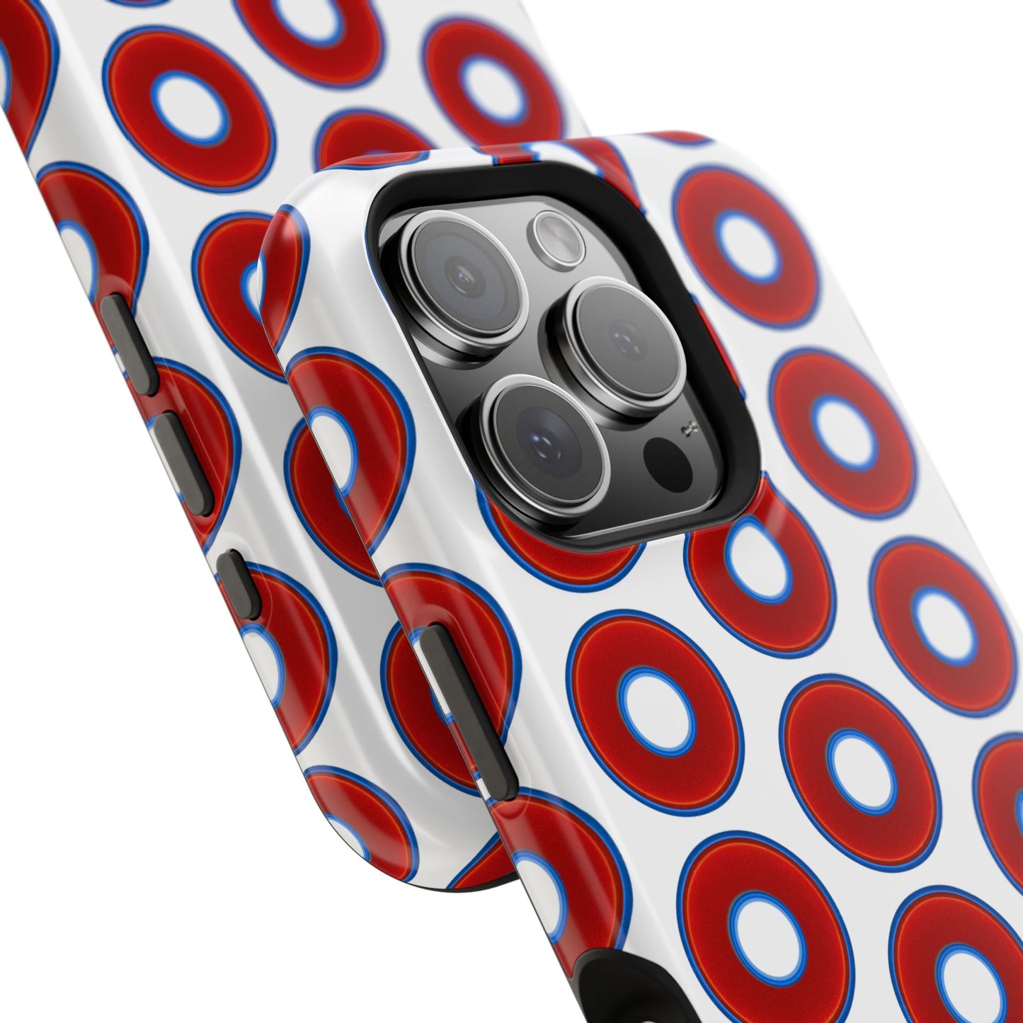 Impact-Resistant Lumpy Donut Case - red vivid donut print w/white background