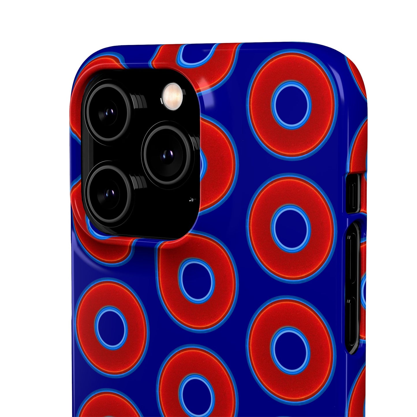 Lumpy Donut Snap Case - red vivid donut print w/vivid navy blue background