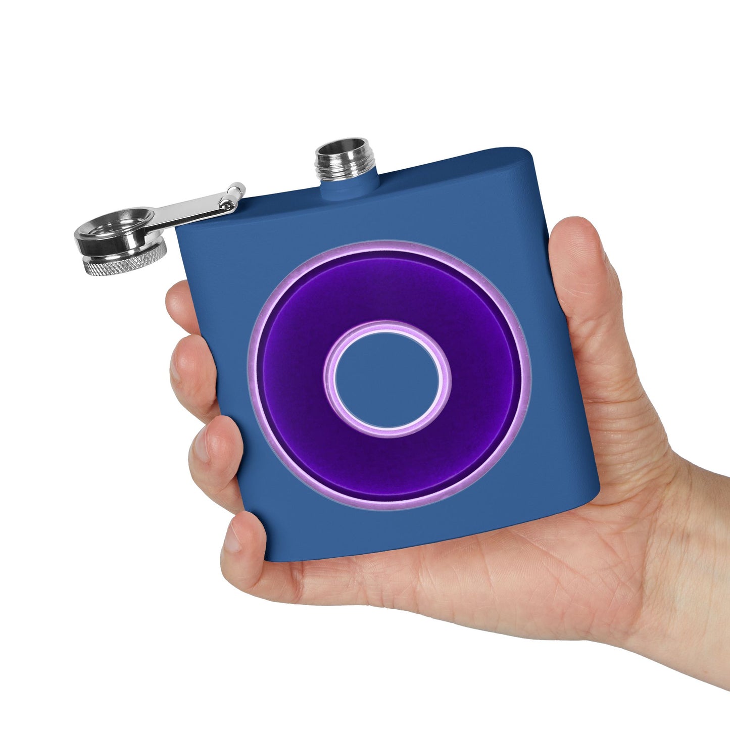 Lump's Donut Flask 6 oz - Vivid dark purple/light purple donut - [*w/your choice of 5 backgrounds]