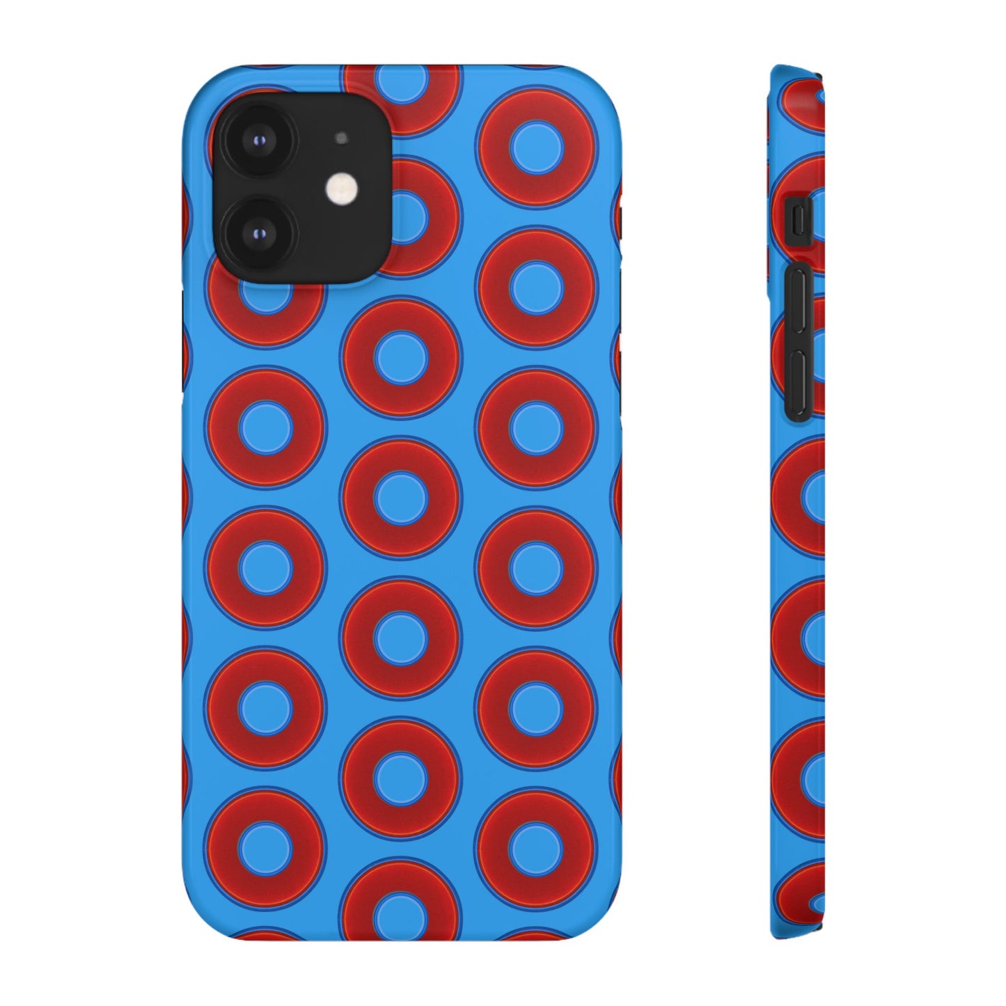 Lumpy Donut Snap Case - red vivid donut print w/sky royal blue background