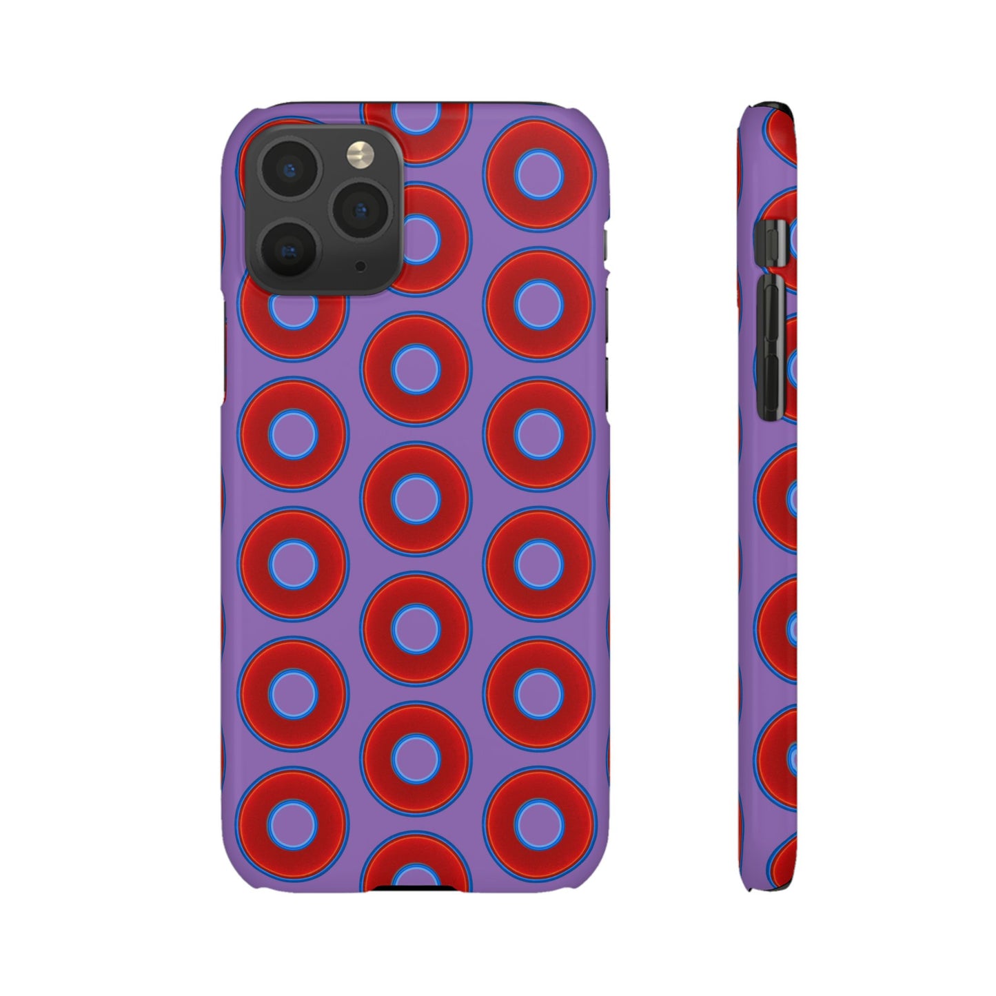 Lumpy Donut Snap Case - red vivid donut print w/light purple background