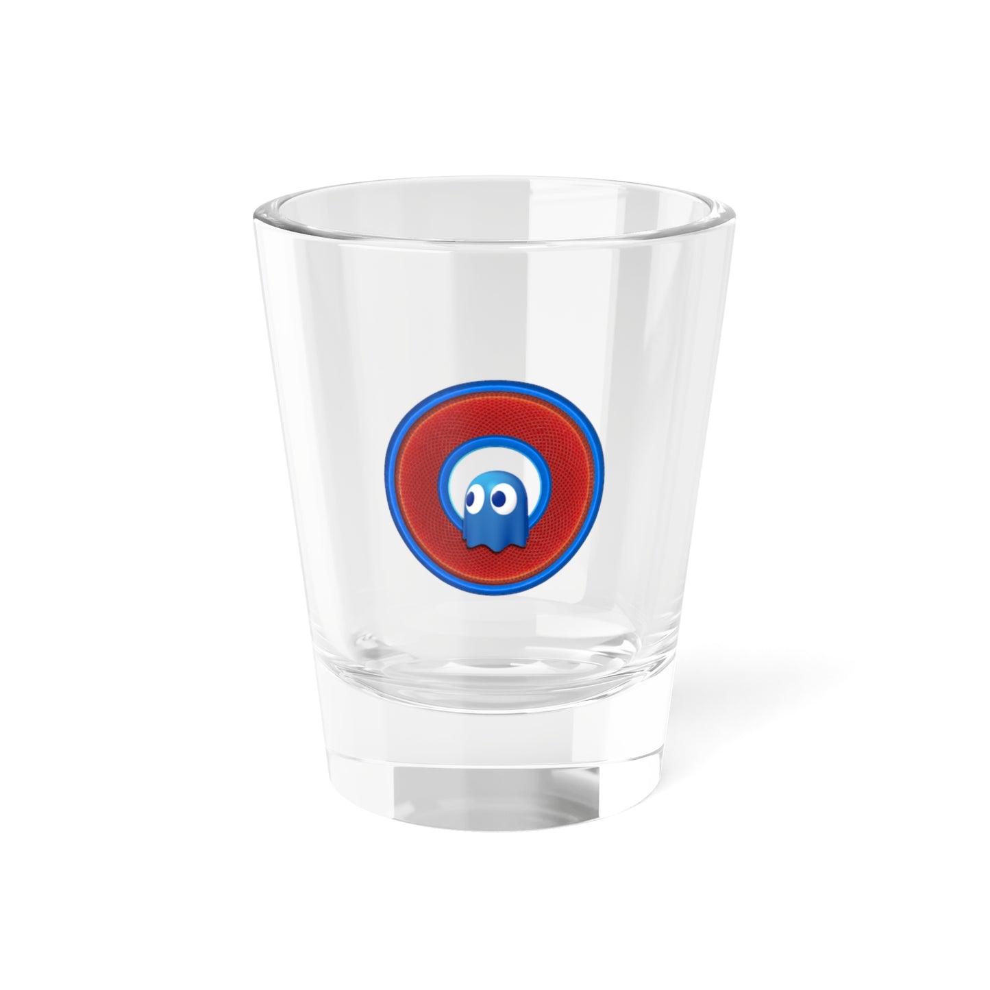 Bad Fishy Too - "Story of this Shot Glass" - Shot Glass, 1.5oz - variant 1 - rustic red/blue donut