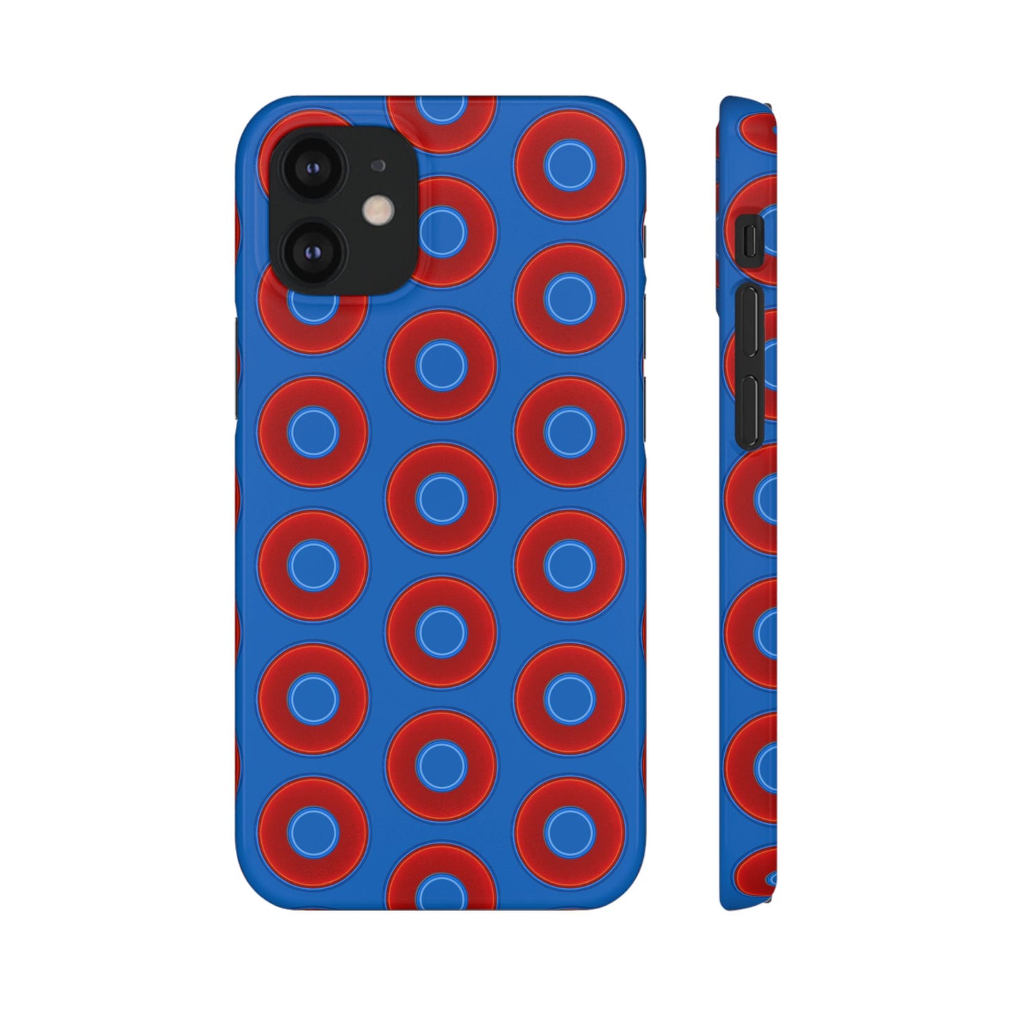 Lumpy Donut Snap Case - red vivid donut print w/dark royal background