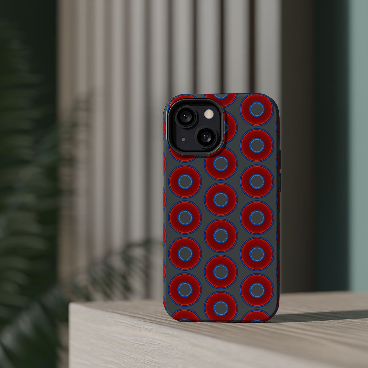 Magnetic Tough Donut Case - red vivid donut print w/dark gray background