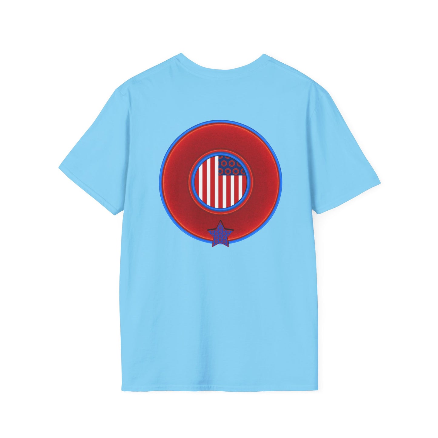 Classic Donut Tee - Unisex Soft-Style - "One Indivisible Donut" - vivid red phreedom donut - w/star - variant 2