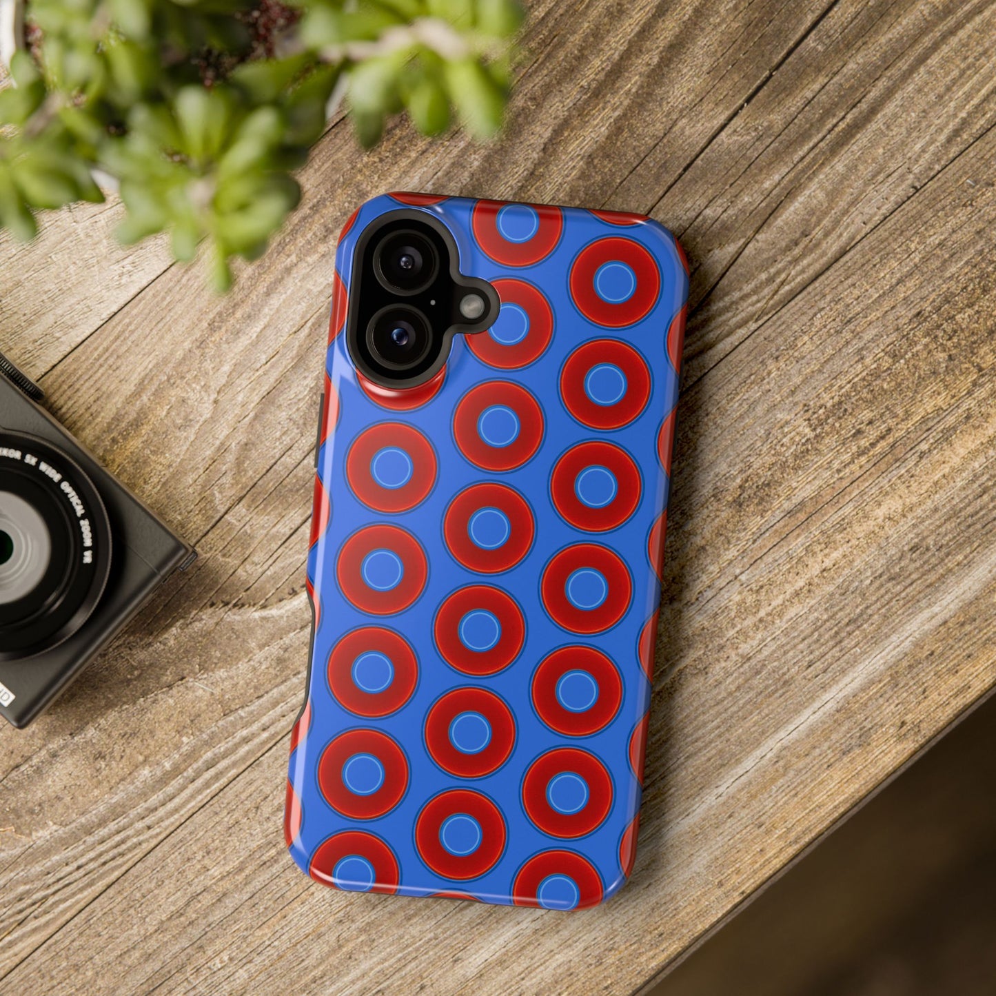 Magnetic Tough Donut Case - red vivid donut print w/medium royal blue background