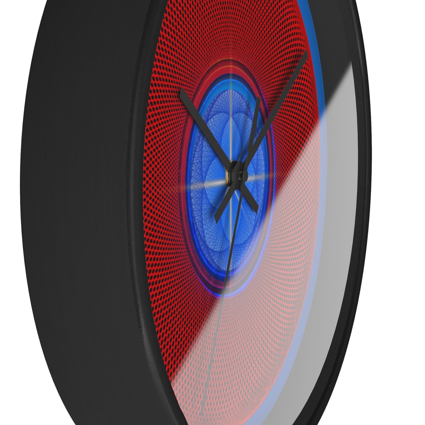 Lumpy Wall Clock - "Geometrical Donut" - red phatty donut w/dark royal blue background