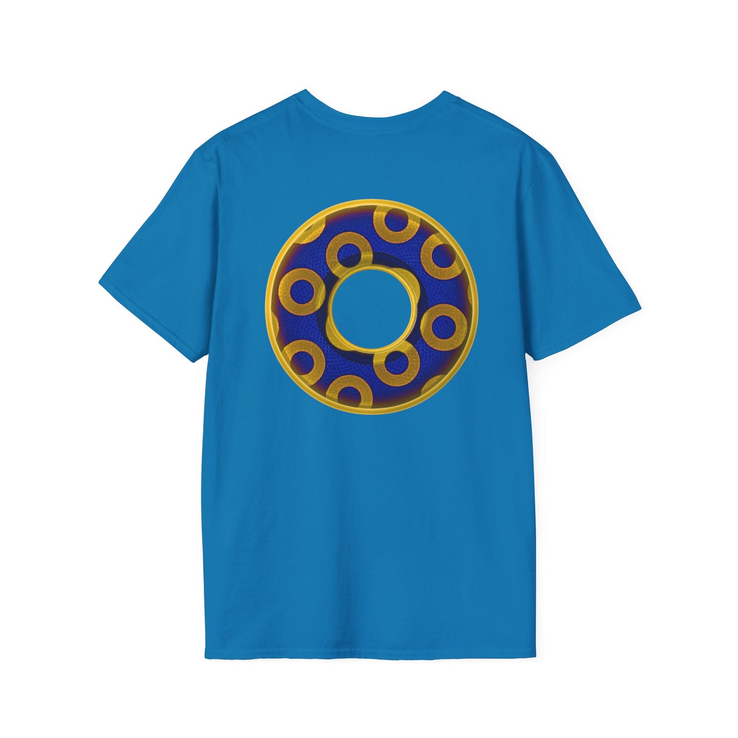 Plain Donuts/Unisex Soft-Style - "Plain Rustic Paradoxical Donuts" - yellow/dark blue donuts