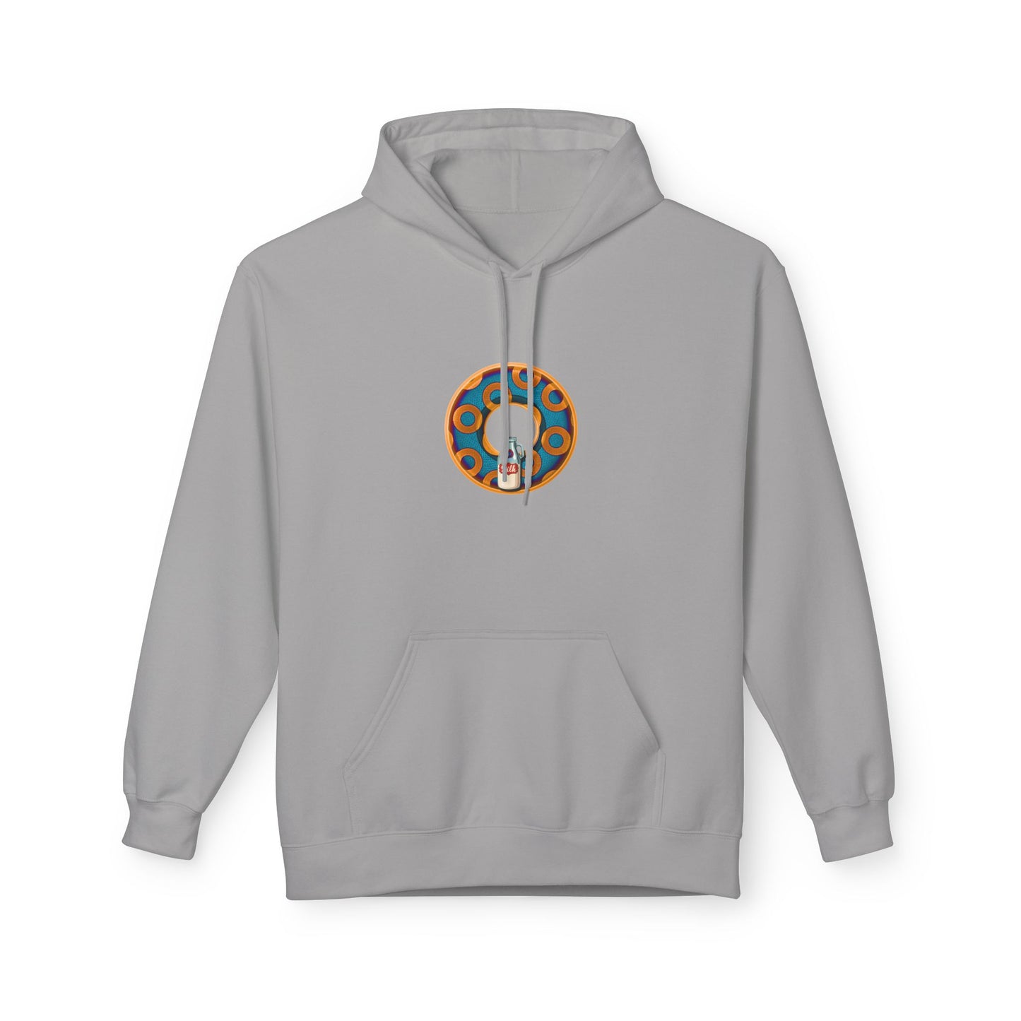 Fleece Harry Hoodies [Midweight Soft-style] - "Wooked Cream Dairy - YEMSG Donut" - blue/orange rustic paradox donut - variant 4