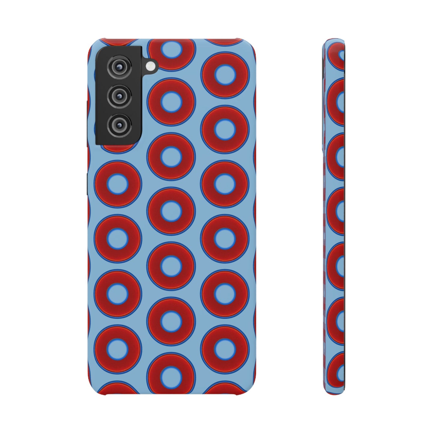 Lumpy Donut Snap Case - red vivid donut print w/sky blue background