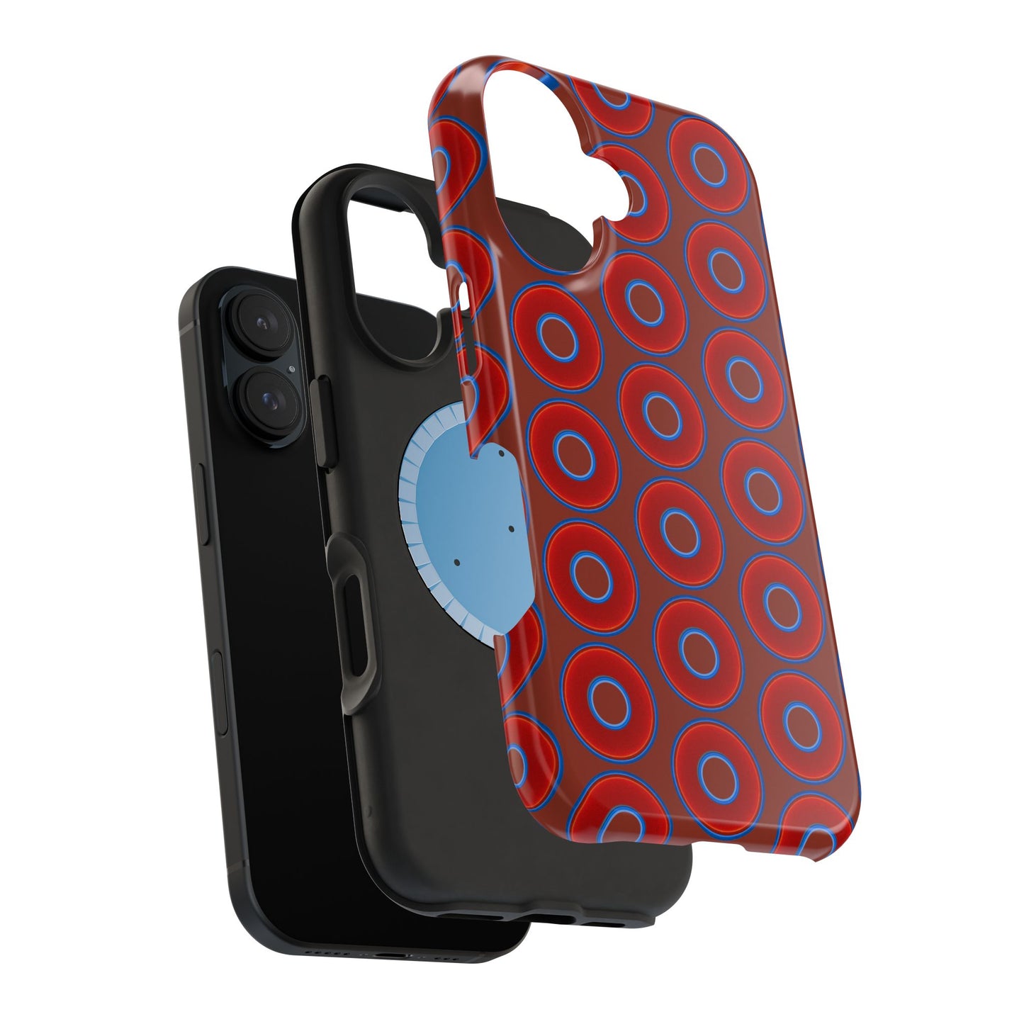 Magnetic Tough Donut Case - red vivid donut print w/burnt umber background