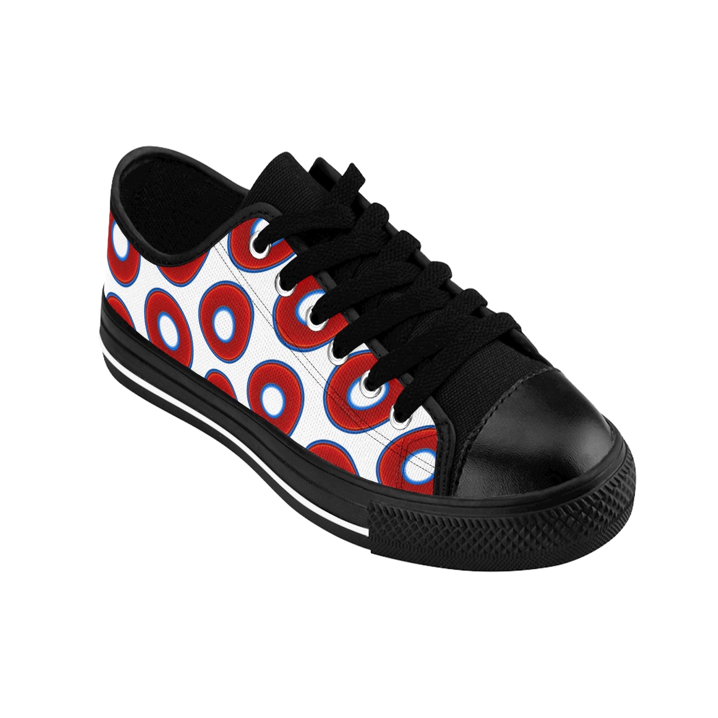Women's Cushiony Convectors - Low Top - large red vivid donut print w/white background