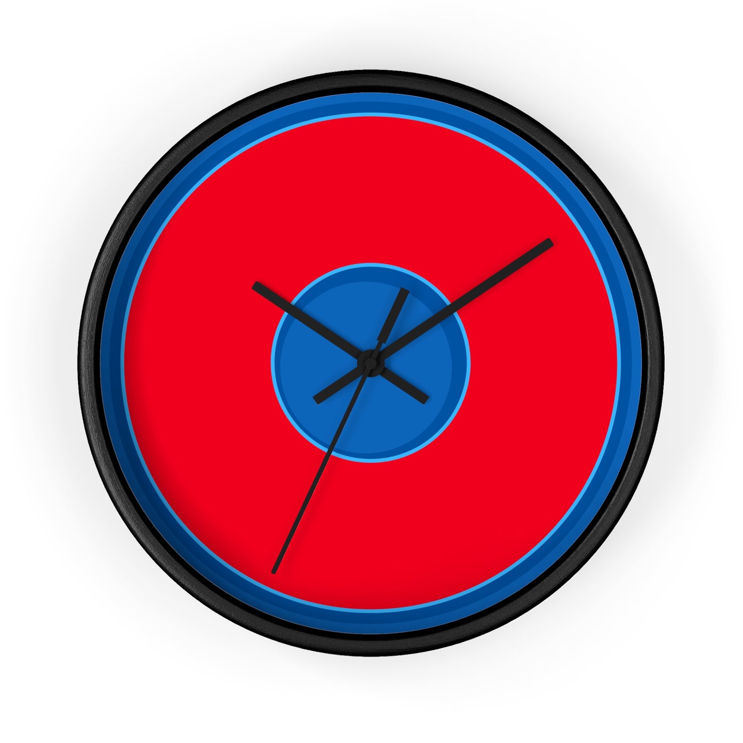Lumpy Wall Clock - "Stencil Donut" - red donut w/dark royal blue background