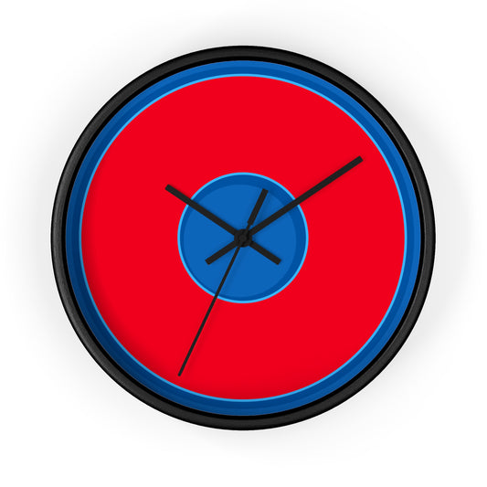 Lumpy Wall Clock - "Stencil Donut" - red donut w/dark royal blue background