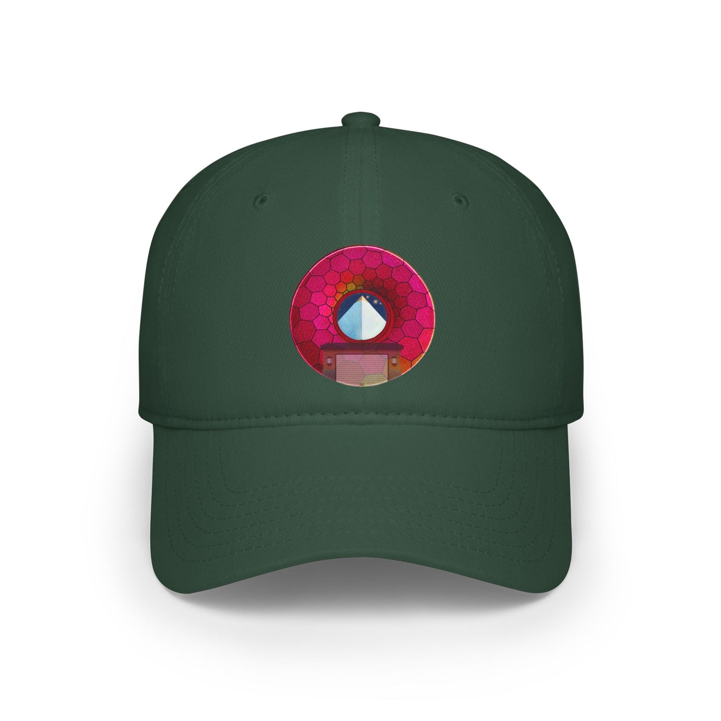 Lumpy Donut Baseball Cap - "Limestone Donut Caps So Large" - variant 6 - magenta hexadonut w/