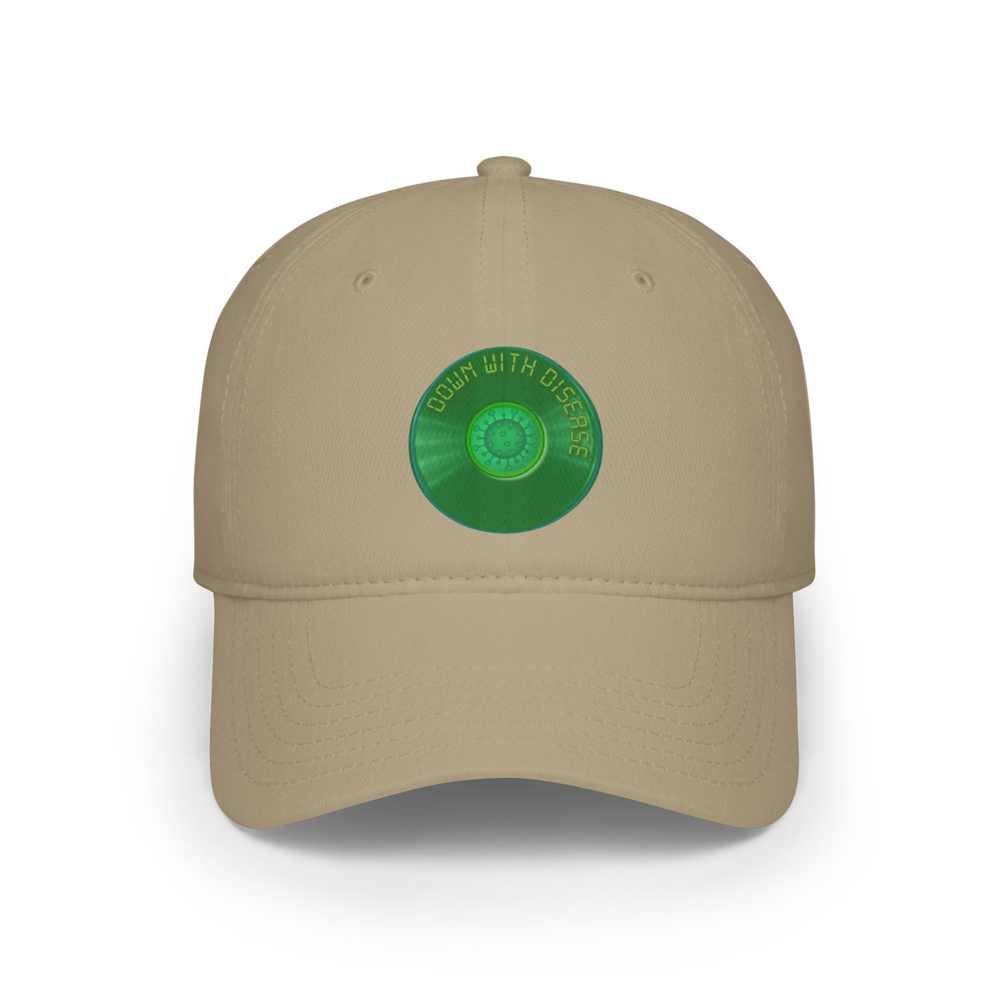 Lumpy Donut Baseball Cap - "Down with this Baseball Cap" - vivid green record donut w/