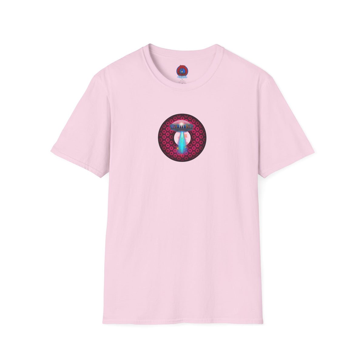 Classic Donut Tee - Unisex Soft-Style - "Donuts now Served on the Mothership" - series 1.0  - variant 2  - red/red paradoxical donut