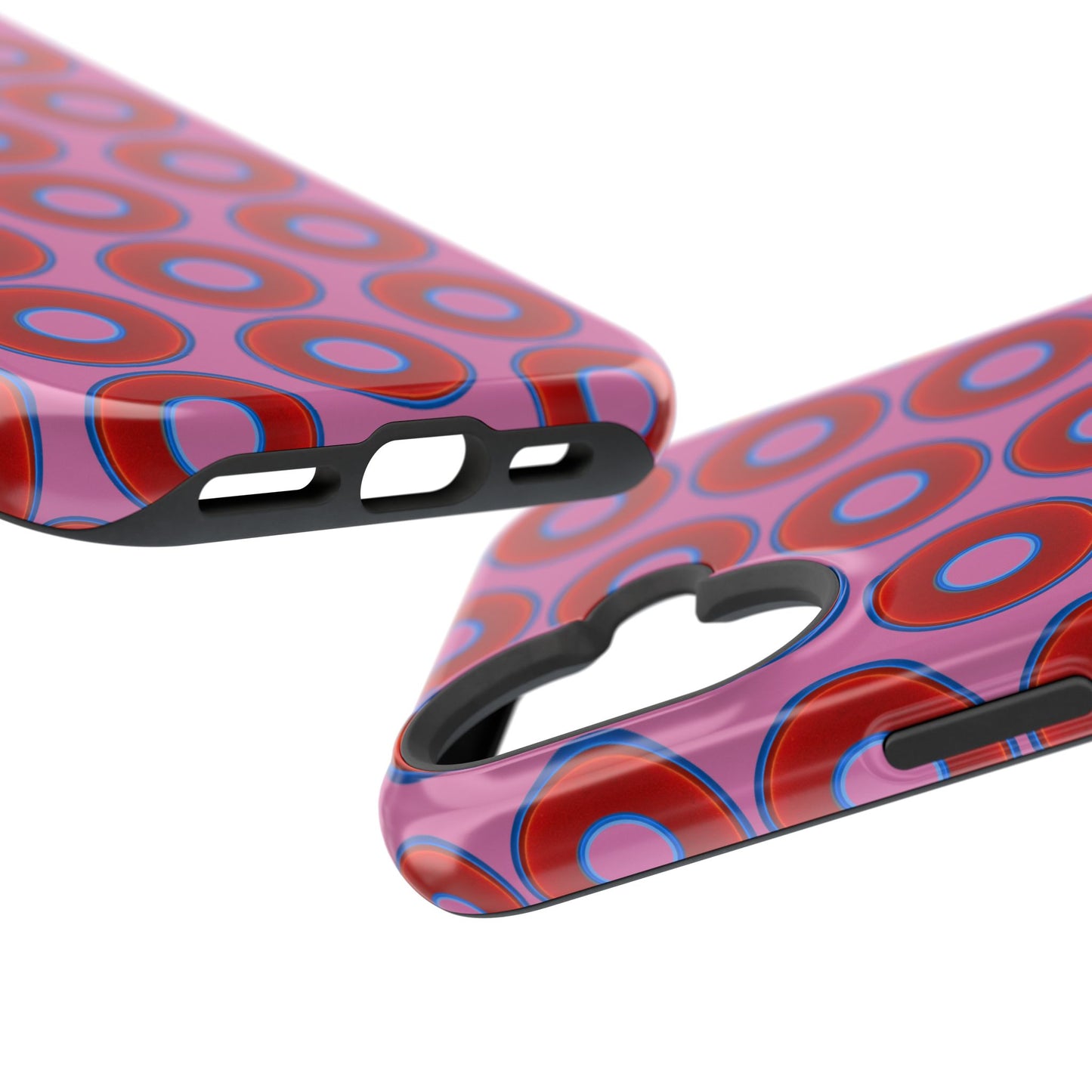 Magnetic Tough Donut Case - red vivid donut print w/pink background