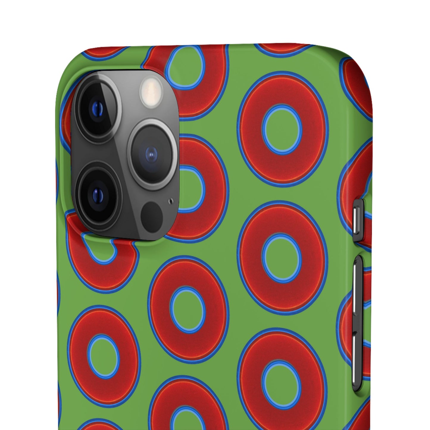 <Lumpy Donut Snap Case - red vivid donut print w/light green background