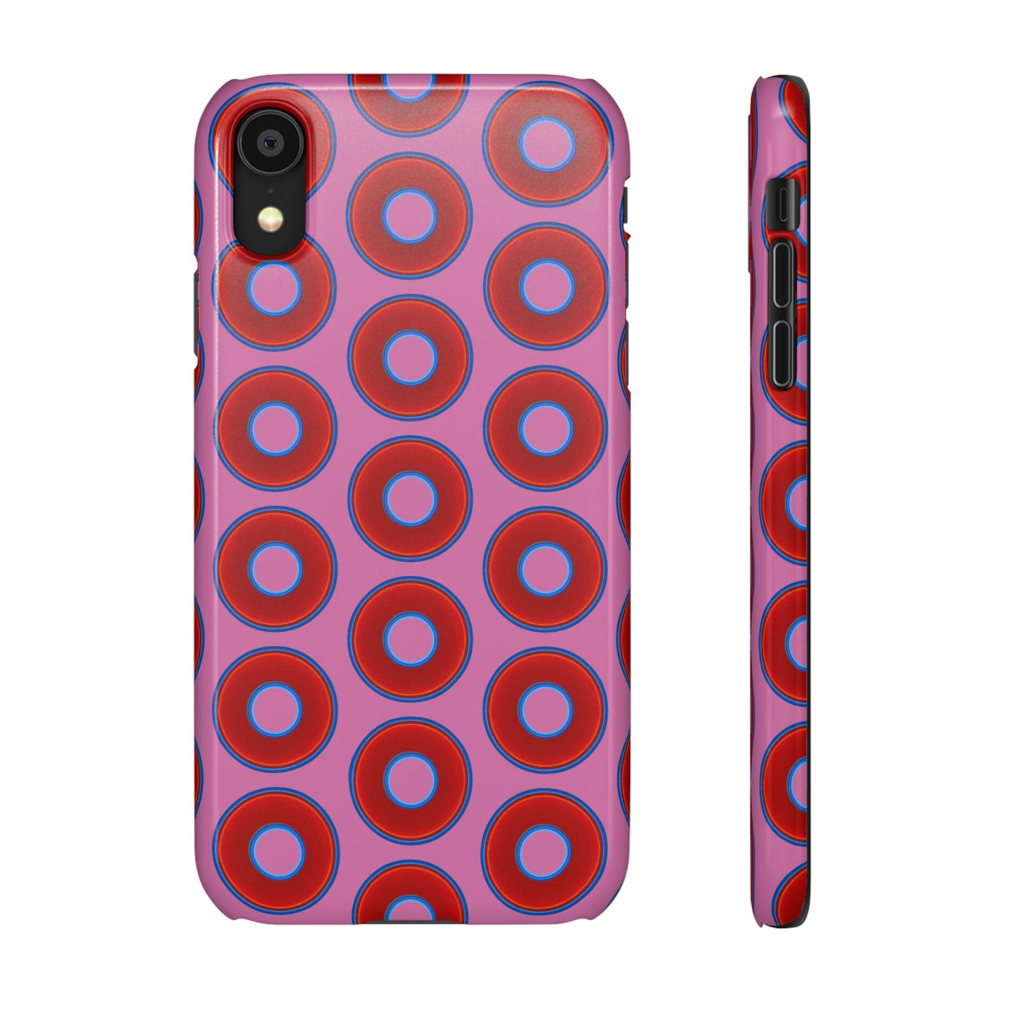 Lumpy Donut Snap Case - red vivid donut print w/light pink background